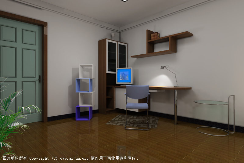 单身公寓工作区效果图